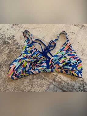 Gossip Kids Multicolor Geometric Bikini Top with Blue Straps